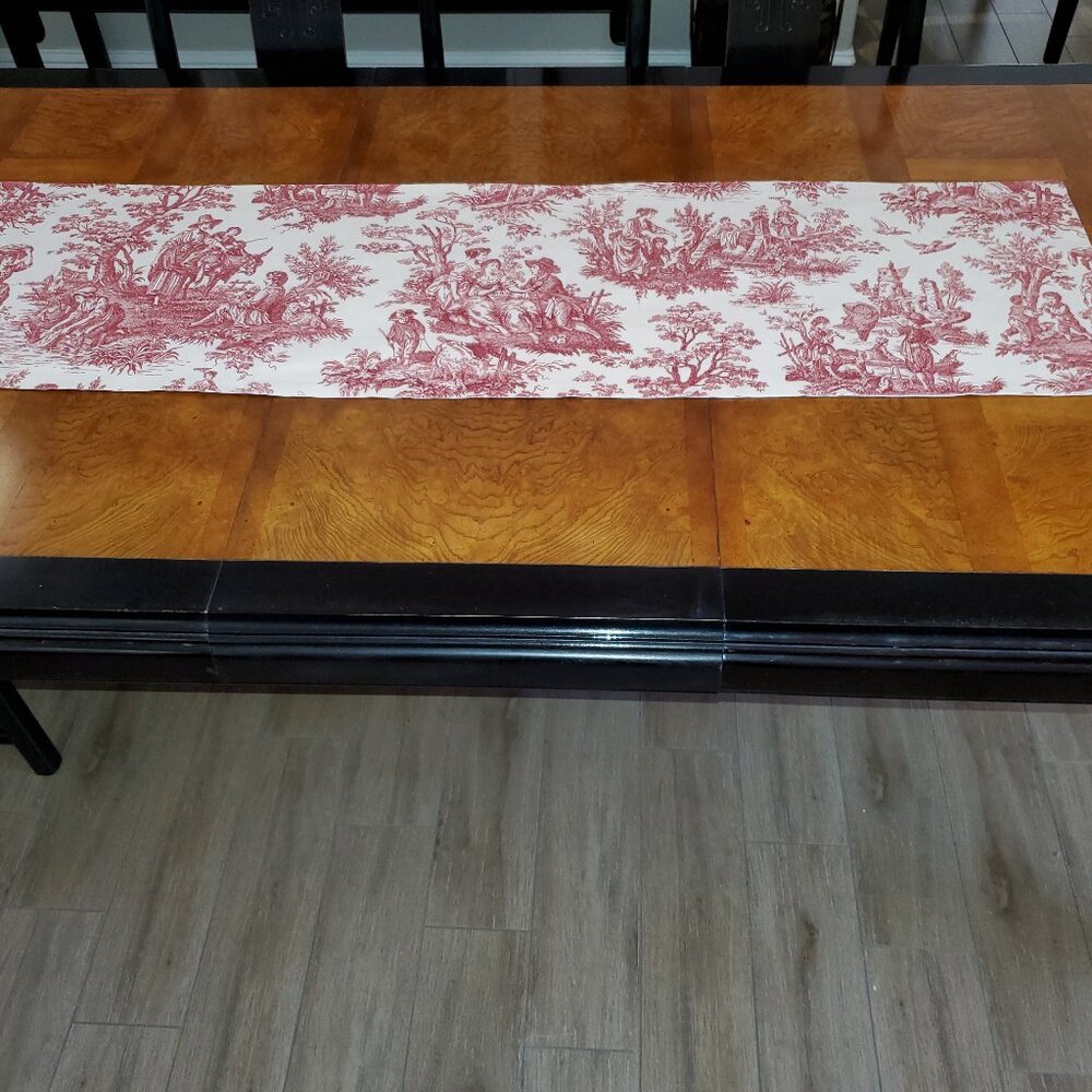 Table Runner, Waverly Country Life Red/Cream Toile, Lined, 54 x 16, Handcrafted - Picture 2 of 14